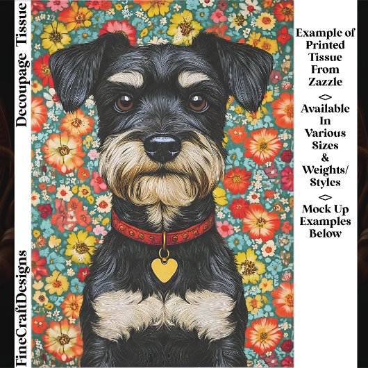 Miniature Schnauzer Dog, Colorful EX2 Decoupage 薄葉紙