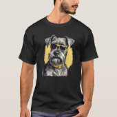 Miniature Schnauzer dog with sunglasses Dog breed  Tシャツ (正面)