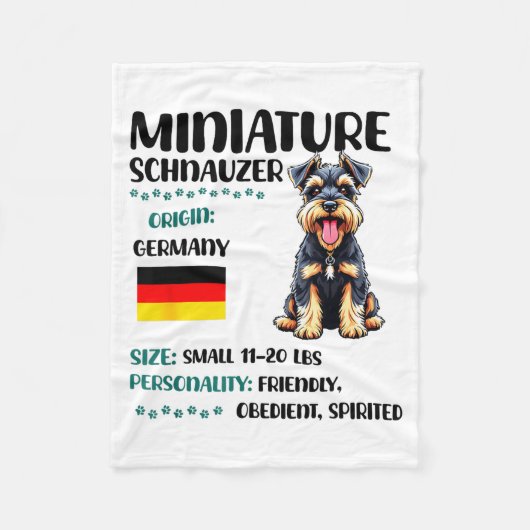 Miniature Schnauzer Origin Funny Mini Schnauzer Lo フリースブランケット (正面)