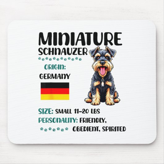 Miniature Schnauzer Origin Funny Mini Schnauzer Lo マウスパッド (正面)