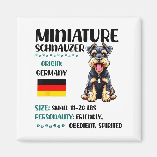Miniature Schnauzer Origin Funny Mini Schnauzer Lo マグネット (正面)