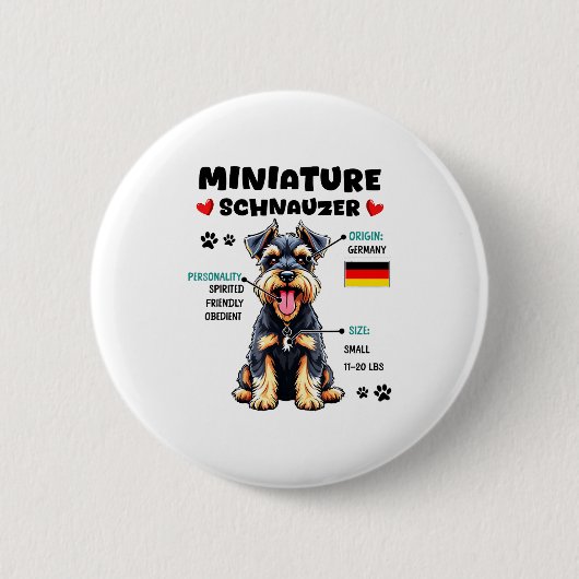 Miniature Schnauzer Owner Funny Mini Schnauzer Lov 缶バッジ (正面)