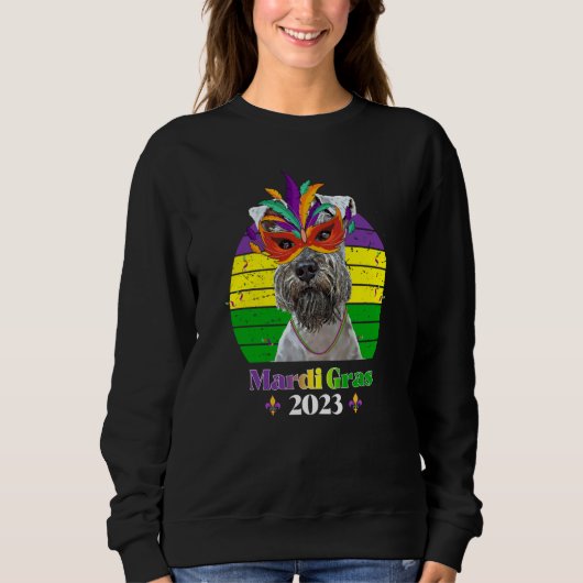 Miniature Schnauzer Party Dog Mardi Gras 2023 スウェットシャツ (正面)