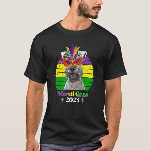 Miniature Schnauzer Party Dog Mardi Gras 2023 Tシャツ (正面)