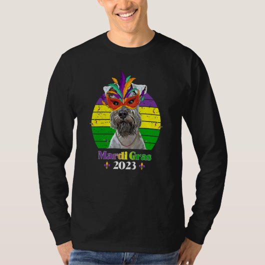 Miniature Schnauzer Party Dog Mardi Gras 2023 Tシャツ (正面)