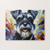 Miniature Schnauzer Puzzle: Black and Silver Zwerg ジグソーパズル (横)