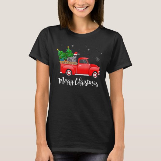 Miniature Schnauzer Red Truck Christmas Tree Xmas  Tシャツ (正面)