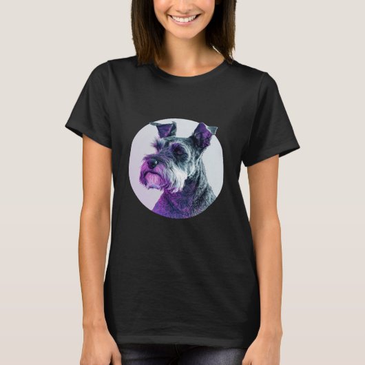 Miniature Schnauzer Vaporwave Retrowave Aesthetic Tシャツ (正面)