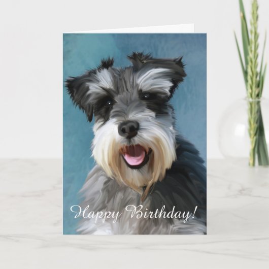 Miniature Schnauzer Water Color Art Painting カード (正面)