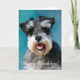 Miniature Schnauzer Water Color Art Painting カード