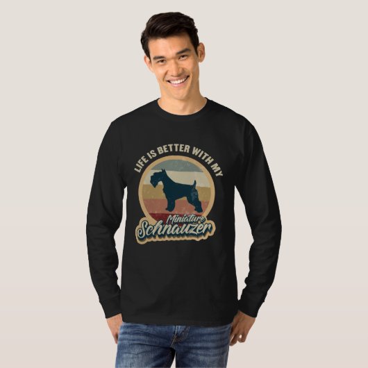 Miniature Schnauzer  with dogs Retro Tシャツ (正面フル)