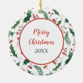 Miniature White Poodle Holly Border セラミックオーナメント (裏面)