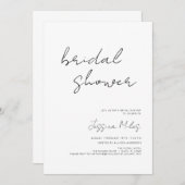 Minimaistスクリプトブライダルシャワー 招待状 (正面/裏面)