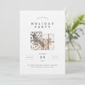  minimalなルスティッククリスマスギフトのホリデーパーティー 招待状 (スタンド正面)