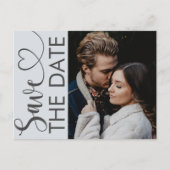 Minimal ダスティブルー Photo & Heart Save the Date 案内状 (正面)