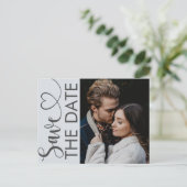 Minimal ダスティブルー Photo & Heart Save the Date 案内状 (スタンド正面)