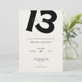 Minimal 13th Birthday Invitation: Bold Typography 招待状 (スタンド正面)