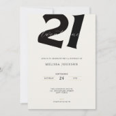 Minimal 21st Birthday Invitation - Bold Typo 招待状 (正面)