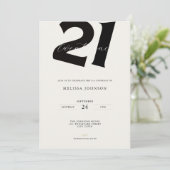 Minimal 21st Birthday Invitation - Bold Typo 招待状 (スタンド正面)
