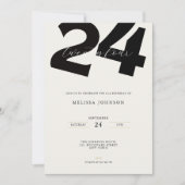 Minimal 24th Birthday Invitation - Bold Typo 招待状 (正面)