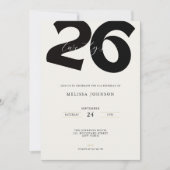 Minimal 26th Birthday Invitation - Bold Typo 招待状 (正面)