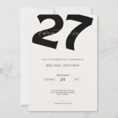 Minimal 27th Birthday Invitation - Bold Typo 招待状 (正面)