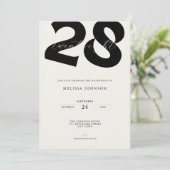 Minimal 28th Birthday Invitation - Bold Typo 招待状 (スタンド正面)