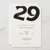 Minimal 29th Birthday Invitation - Bold Typo 招待状 (正面)