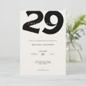 Minimal 29th Birthday Invitation - Bold Typo 招待状 (スタンド正面)