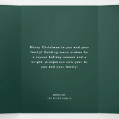 Minimal 2 Photo Green Family Christmas 三つ折りクリスマスカード (内部中)