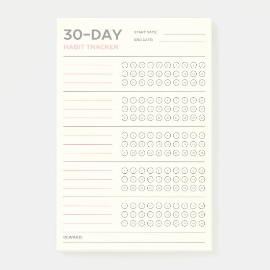 Minimal 30 Day Challenge Habit Tracker Design ポストイット (正面)