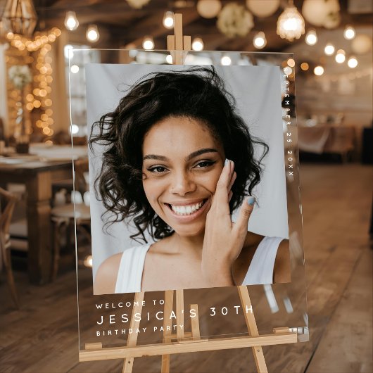 Minimal 30th Thirty Birthday Party Photo Welcome アクリルサイン