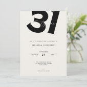Minimal 31st Birthday Invitation - Bold Typo 招待状 (スタンド正面)