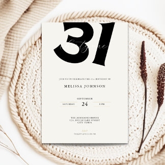 Minimal 31st Birthday Invitation - Bold Typo 招待状