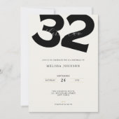 Minimal 32nd Birthday Invitation - Bold Typo 招待状 (正面)