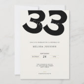 Minimal 33rd Birthday Invitation - Bold Typo 招待状 (正面)