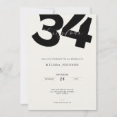 Minimal 34th Birthday Invitation - Bold Typo 招待状 (正面)