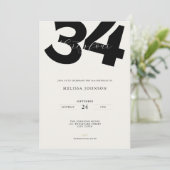 Minimal 34th Birthday Invitation - Bold Typo 招待状 (スタンド正面)