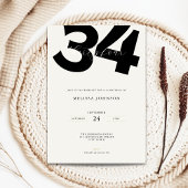Minimal 34th Birthday Invitation - Bold Typo 招待状