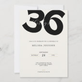 Minimal 36th Birthday Invitation - Bold Typo 招待状 (正面)