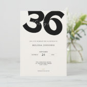 Minimal 36th Birthday Invitation - Bold Typo 招待状 (スタンド正面)