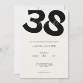 Minimal 38th Birthday Invitation - Bold Typo 招待状 (正面)