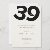 Minimal 39th Birthday Invitation - Bold Typo 招待状 (正面)