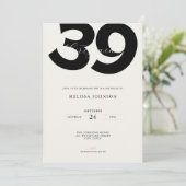 Minimal 39th Birthday Invitation - Bold Typo 招待状 (スタンド正面)