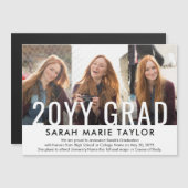 Minimal 3 Photo Magnetic Graduation Announcement マグネット招待状 (正面/裏面)