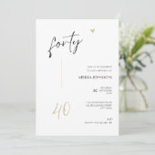 Minimal 40th Birthday Invitation Black and White 招待状 (スタンド正面)