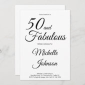 Minimal 50 and Fabulous 50th Birthday Party 招待状 (正面/裏面)