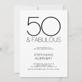 Minimal 50 and Fabulous 50th Birthday Party 招待状