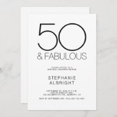 Minimal 50 and Fabulous 50th Birthday Party 招待状 (正面/裏面)