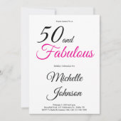 Minimal 50 and Fabulous 50th Birthday Party 招待状 (正面)